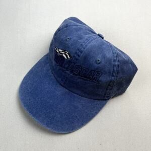 Vintage NASCAR Racing Hat Cap Strapback Blue Cars Motorsports KC Adjustable 90s